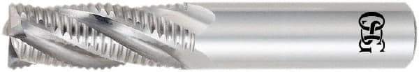 OSG - 12mm Diam, 25mm LOC, 4 Flute Solid Carbide Roughing Square End Mill - Uncoated, 76mm OAL, 12mm Shank Diam, Single End, Centercutting, 30° Helix - USA Tool & Supply
