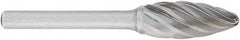 OSG - 9mm Cut Diam, 6mm Shank Diam, Oval Head Fluted Cut Burr - Carbide, Radius End, 16mm LOC, 50mm OAL - USA Tool & Supply