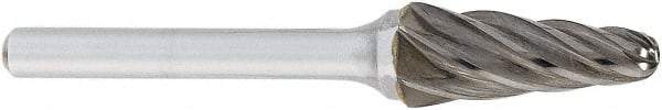 OSG - 19mm Cut Diam, 6mm Shank Diam, Cone Head Fluted Cut Burr - Carbide, Radius End, 38mm LOC, 152mm OAL - USA Tool & Supply