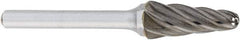 OSG - 1/2" Cut Diam, 1/4" Shank Diam, Cone Head Fluted Cut Burr - Carbide, Radius End, 1-1/8" LOC, 2" OAL - USA Tool & Supply