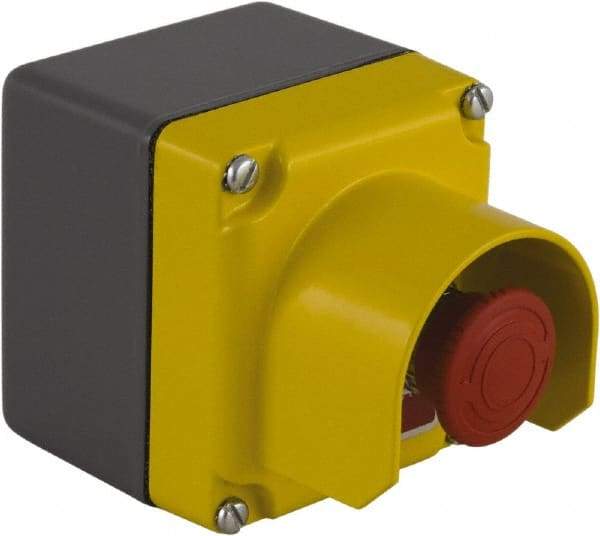 Square D - 1 Operator, Mushroom Head Control Station - Emergency Stop (Legend), Turn to Release Switch, NC Contact, NEMA 4 - USA Tool & Supply
