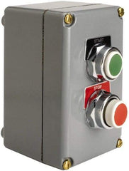 Square D - 2 Operator, Pushbutton Control Station - Start-Stop (Legend), Maintained Switch, NO/NC Contact, NEMA 1, 13, 3, 4 - USA Tool & Supply