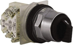 Square D - 30mm Mount Hole, 3 Position, Knob Operated, Selector Switch Only - Black, Maintained (MA), Nonilluminated - USA Tool & Supply