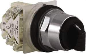 Square D - 30mm Mount Hole, 3 Position, Selector Switch Only - Black, Maintained (MA), Nonilluminated - USA Tool & Supply