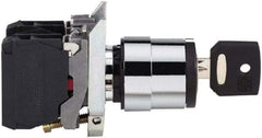 Square D - 0.87 Inch Mount Hole, 3 Position, Key Operated, Selector Switch Only - Black, Maintained (MA), Nonilluminated, 2NO, Shock and Vibration Resistant - USA Tool & Supply