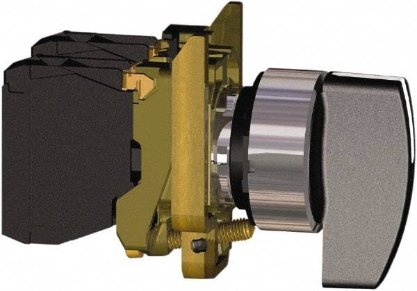 Square D - 0.87 Inch Mount Hole, 3 Position, Lever Operated, Selector Switch Only - Black, Maintained (MA), Nonilluminated, 2NO, Shock and Vibration Resistant - USA Tool & Supply