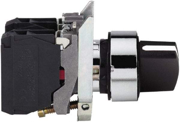 Square D - 0.87 Inch Mount Hole, 2 Position, Knob Operated, Selector Switch Only - Black, Maintained (MA), Nonilluminated, NO/NC, Shock and Vibration Resistant - USA Tool & Supply