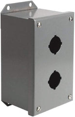 Square D - 2 Hole, 30mm Hole Diameter, Steel Pushbutton Switch Enclosure - 4-3/4 Inch High x 4.17 Inch Wide x 3.62 Inch Deep, 1, 3, 14 NEMA Rated - USA Tool & Supply