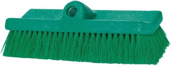 PRO-SOURCE - 1-3/4" Bristle Length, Polypropylene Food Service Brush - 10" Long x 5" Wide Head, 20" OAL, Long Handle, Green, Foam Block - USA Tool & Supply