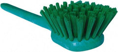 PRO-SOURCE - 1-3/4" Bristle Length, Plastic Utility Scrub Brush - 4-1/2" Long x 3-3/4" Wide Head, 20" OAL, Long Handle, Green, Foam Block - USA Tool & Supply