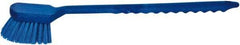 PRO-SOURCE - 1-3/4" Bristle Length, Plastic Utility Scrub Brush - 4-1/2" Long x 3-3/4" Wide Head, 20" OAL, Long Handle, Blue, Foam Block - USA Tool & Supply