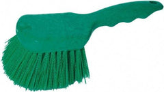 PRO-SOURCE - 1-3/4" Bristle Length, Plastic Utility Scrub Brush - 4-1/2" Long x 3-3/4" Wide Head, 8-1/2" OAL, Short Handle, Green, Foam Block - USA Tool & Supply