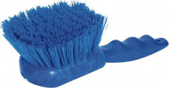 PRO-SOURCE - 1-3/4" Bristle Length, Plastic Utility Scrub Brush - 4-1/2" Long x 3-3/4" Wide Head, 8-1/2" OAL, Short Handle, Blue, Foam Block - USA Tool & Supply