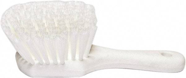 PRO-SOURCE - 1-3/4" Bristle Length, Plastic Utility Scrub Brush - 4-1/2" Long x 3-3/4" Wide Head, 8-1/2" OAL, Short Handle, White, Foam Block - USA Tool & Supply