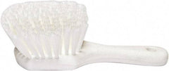 PRO-SOURCE - 1-3/4" Bristle Length, Plastic Utility Scrub Brush - 4-1/2" Long x 3-3/4" Wide Head, 8-1/2" OAL, Short Handle, White, Foam Block - USA Tool & Supply