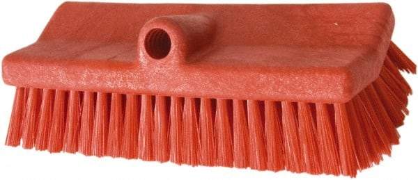 PRO-SOURCE - 1-3/4" Bristle Length, Polypropylene Food Service Brush - 10" Long x 5" Wide Head, 20" OAL, Long Handle, Red, Foam Block - USA Tool & Supply