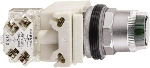 Schneider Electric - 30mm Mount Hole, Extended Straight, Pushbutton Switch - Round, Green Pushbutton, Momentary (MO), Weatherproof, Dust and Oil Resistant - USA Tool & Supply