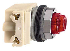 Square D - 28 V Red Lens LED Indicating Light - Round Lens, Screw Clamp Connector, 70mm OAL x 54mm Wide, Shock Resistant, Vibration Resistant - USA Tool & Supply
