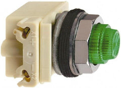 Schneider Electric - 240 VAC Green Lens Incandescent Pilot Light - Round Lens, Screw Clamp Connector - USA Tool & Supply
