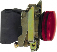 Schneider Electric - 230-240 VAC at 50/60 Hz Red Lens LED Pilot Light - Round Lens, Screw Clamp Connector, 30mm Wide, Vibration Resistant, Water Resistant - USA Tool & Supply