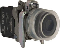 Square D - 0.87 Inch Mount Hole, Pushbutton Switch Only - Round, Black Pushbutton, Illuminated, Momentary (MO), Shock and Vibration Resistant - USA Tool & Supply