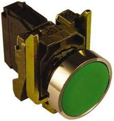 Square D - 0.87 Inch Mount Hole, Pushbutton Switch Only - Round, Green Pushbutton, Illuminated, Momentary (MO), Shock and Vibration Resistant - USA Tool & Supply
