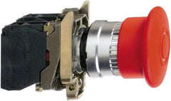 Square D - 0.87 Inch Mount Hole, Extended Mushroom Head, Pushbutton Switch Only - Round, Red Pushbutton, Nonilluminated, Maintained (MA), Momentary (MO), Shock and Vibration Resistant - USA Tool & Supply