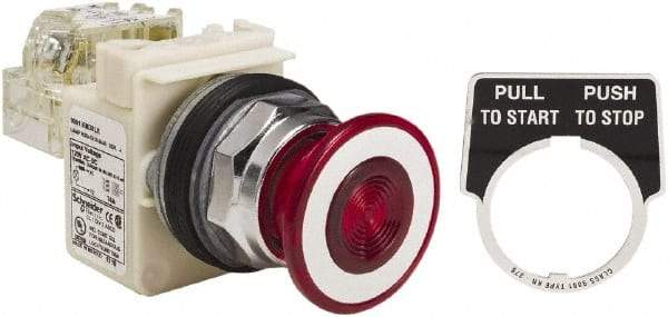 Square D - 30mm Mount Hole, Pushbutton Switch Only - Red Pushbutton, Maintained (MA) - USA Tool & Supply