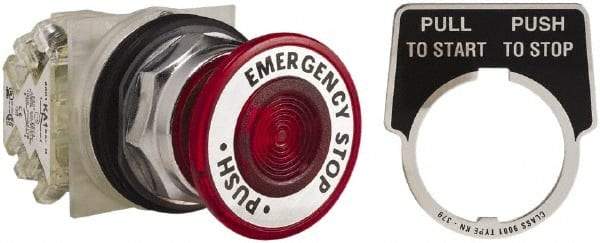 Square D - 30mm Mount Hole, Pushbutton Switch - Red Pushbutton, Maintained (MA) - USA Tool & Supply