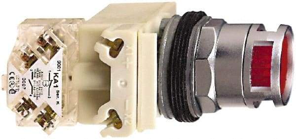 Schneider Electric - 30mm Mount Hole, Extended Straight, Pushbutton Switch with Contact Block - Clear Pushbutton, Momentary (MO) - USA Tool & Supply