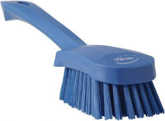 Vikan - 1.3" Bristle Length, Polyester Scrub Brush - 4-1/4" Long x 2-3/4" Wide Head, 10" OAL, Blue, Polypropylene Block - USA Tool & Supply