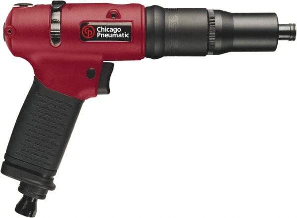 Chicago Pneumatic - 1/4" Bit Holder, 1,000 RPM, Pistol Grip Handle Air Screwdriver - 0.73 to 5-1/2 Ft/Lb Torque, 1/4" Inlet, 5.25 CFM - USA Tool & Supply