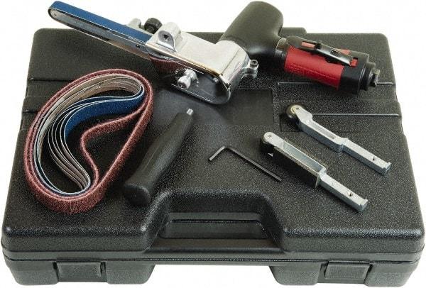 Chicago Pneumatic - 1/2 x 18 Inch, 20,000 RPM Air Belt Sander - 0.5 Hp, 1/4 Inch Inlet, 10.24 CFM Air Consumption, Rear Exhaust - USA Tool & Supply