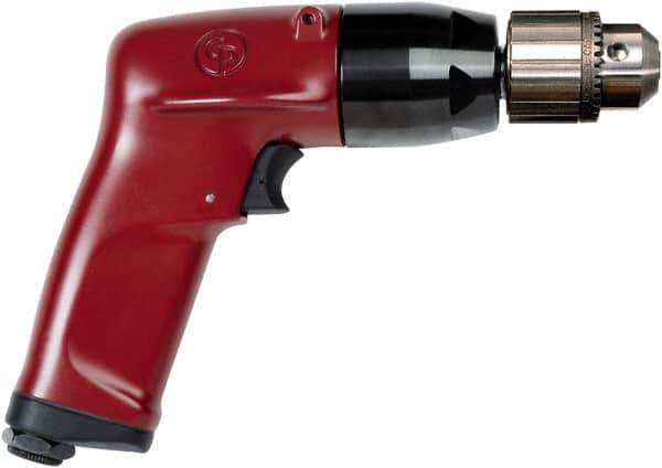 Chicago Pneumatic - 3/8" Keyed Chuck - Pistol Grip Handle, 6,000 RPM, 4.5 LPS, 7.45 CFM, 1 hp, 90 psi - USA Tool & Supply