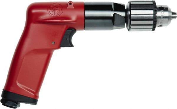 Chicago Pneumatic - 1/4" Keyed Chuck - Pistol Grip Handle, 4,500 RPM, 2.5 LPS, 5.3 CFM, 0.5 hp, 90 psi - USA Tool & Supply