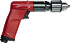 Chicago Pneumatic - 1/4" Keyed Chuck - Pistol Grip Handle, 3,300 RPM, 2.25 LPS, 4.75 CFM, 0.5 hp, 90 psi - USA Tool & Supply