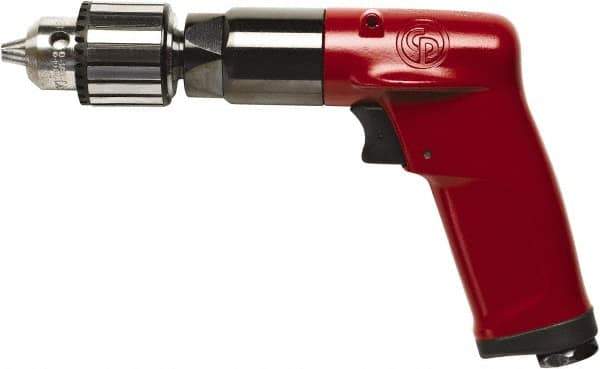 Chicago Pneumatic - 3/8" Keyed Chuck - Pistol Grip Handle, 500 RPM, 2.25 LPS, 4.75 CFM, 0.5 hp, 90 psi - USA Tool & Supply