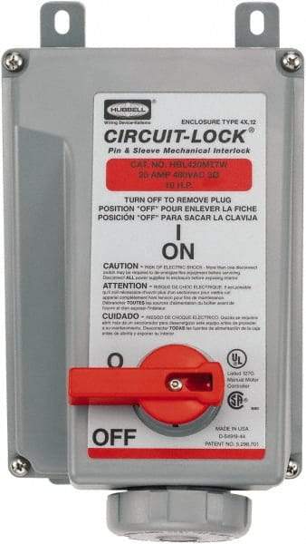 Hubbell Wiring Device-Kellems - 3 Phase, 480 VAC, 20 Amp, 5 hp, Interlock Receptacle - 3 Poles, Watertight, IEC 60309, Red - USA Tool & Supply
