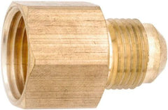 ANDERSON METALS - 1/4" Tube OD, 45° Lead Free Brass Flared Tube Female Connector - 3/8 NPT, Flare x FNPT Ends - USA Tool & Supply