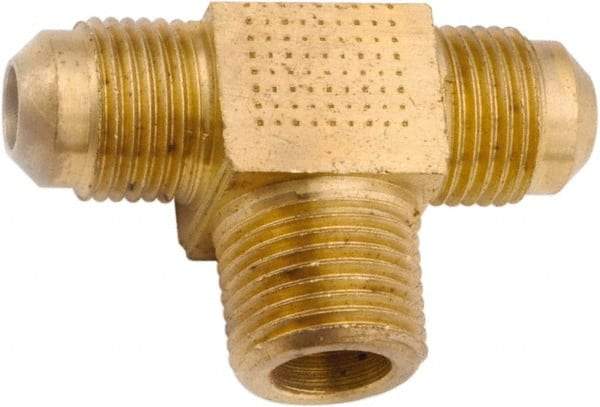 ANDERSON METALS - 5/8" Tube OD, 45° Lead Free Brass Flared Tube Male Branch Tee - 1/2 NPT, Flare x Flare x MIP Ends - USA Tool & Supply