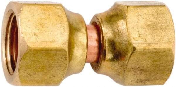 ANDERSON METALS - 3/8" Tube OD, 45° Lead Free Brass Flared Tube Swivel Connector - Flare x Flare Ends - USA Tool & Supply