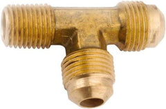 ANDERSON METALS - 1/4" Tube OD, 45° Lead Free Brass Flared Tube Male Run Tee - 1/4 NPT, Flare x MIP x Flare Ends - USA Tool & Supply