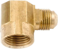 ANDERSON METALS - 1/4" Tube OD, 45° Lead Free Brass Flared Tube Female Elbow - 1/8 NPT, Flare x FNPT Ends - USA Tool & Supply