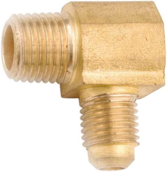 ANDERSON METALS - 5/8" Tube OD, 45° Lead Free Brass Flared Tube Male Elbow - 1/2 NPT, Flare x MNPT Ends - USA Tool & Supply