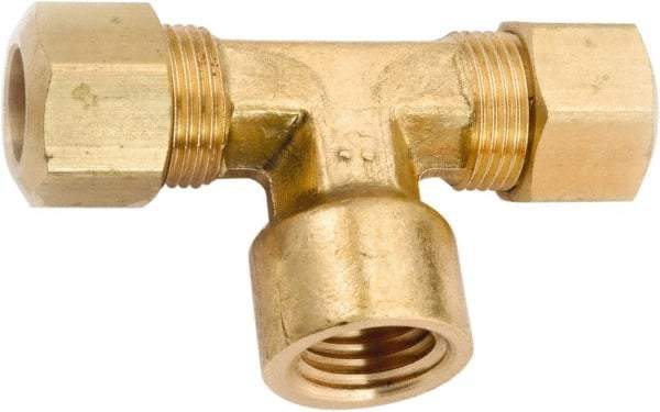 ANDERSON METALS - 5/8" OD, Lead Free Brass Female Branch Tee - 150 Max Working psi, Comp x Comp x FNPT Ends - USA Tool & Supply