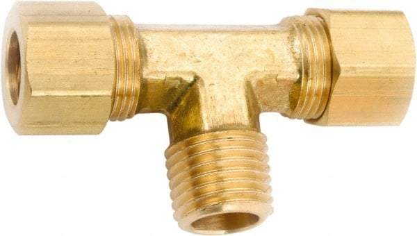 ANDERSON METALS - 5/16" OD, Lead Free Brass Male Branch Tee - 300 Max Working psi, Comp x Comp x MNPT Ends - USA Tool & Supply
