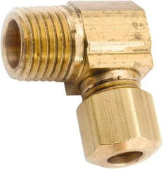 ANDERSON METALS - 1/4" OD, Lead Free Brass Male Elbow - 300 Max Working psi, Comp x MNPT Ends - USA Tool & Supply