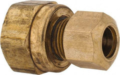 ANDERSON METALS - 3/8" OD, Lead Free Brass Female Connector - 200 Max Working psi, Comp x FNPT Ends - USA Tool & Supply