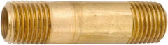 ANDERSON METALS - 1-1/2" Long, 1/4" Pipe Threaded Brass Pipe Nipple - NPT Thread, Lead Free Brass - USA Tool & Supply