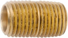 ANDERSON METALS - 1-3/8" Long, 3/4" Pipe Threaded Brass Pipe Nipple - NPT Thread, Lead Free Brass - USA Tool & Supply